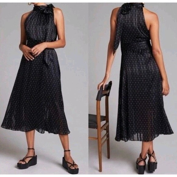 NWT Sachin & Babi Anthropologie Polka Dot Halter Dress Sz 6 Classic Preppy - Picture 1 of 13